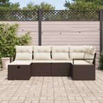 vidaXL Ensemble de canapé de jardin 6 Pièces Marron Poly rotin
