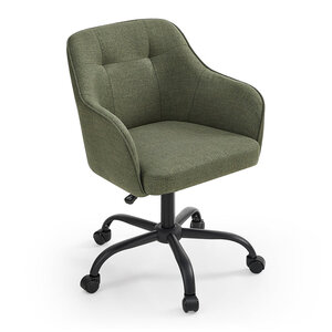 Fauteuil de bureau chaise pivotante confortable siège ergonomique réglable en hauteur charge 120 kg cadre en acier tissu imitation lin pour bureau vert 12_0005882