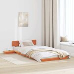 vidaXL Cadre de lit au sol avec tables de chevet Marron ciré 75x190cm Bois massif