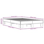 vidaXL Cadre de lit sonoma gris 135x190 cm bois d'ingénierie et métal