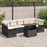 Ensemble de Canapés de Jardin 8 pièces vidaXL avec Coussins Noir Rattan Poly