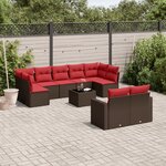 vidaXL Salon de jardin 10 Pièces avec coussins marron résine tressée