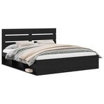 vidaXL Cadre de lit avec tête de lit Noir 200 x 200 cm Pin massif