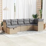 vidaXL Salon de jardin avec coussins 7 Pièces beige résine tressée
