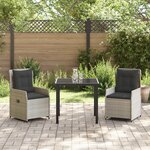 Ensemble de Salle à Manger de Jardin vidaXL 3 Pièces en Rattan Gris Clair Poly