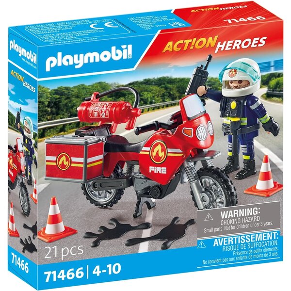 PLAYMOBIL 71466 - Pompier et moto - Action Hereos