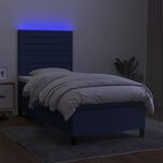 vidaXL Sommier à lattes de lit et matelas et LED Bleu 100x200 cm Tissu