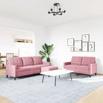vidaXL Ensemble de canapés 3 Pièces avec coussins Rose Velours