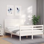 vidaXL Cadre de lit sans matelas blanc 140x190 cm bois massif