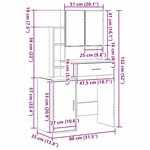 vidaXL Coiffeuse Bois Ancien 80 x 35 x 132 cm Bois d'ingénierie