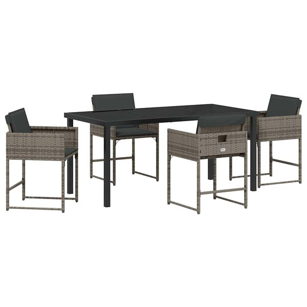vidaXL Ensemble de salle à manger pour jardin 5 Pièces Gris polyrotin