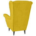vidaXL Fauteuil à oreilles avec tabouret jaune moutarde velours