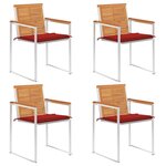 vidaXL Chaises de jardin lot de 4 avec coussins Bois d'acacia massif