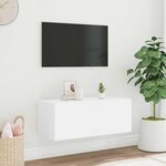 vidaXL Meuble TV mural avec lumières LED blanc 80x35x31 cm