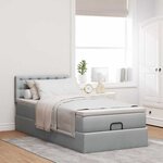 vidaXL Lit ottoman avec matelas gris clair 90x200 cm tissu