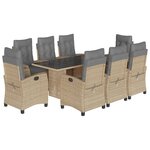 vidaXL Ensemble à manger de jardin et coussins 9 Pièces mélange beige