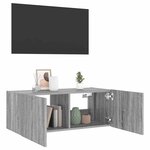 vidaXL Meuble TV mural avec lumières LED sonoma gris 80x35x31 cm