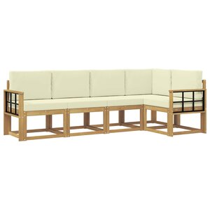vidaXL Ensemble de canapés d'extérieur 5 pc Blanc et crème