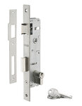 Boitier de serrure encastrable à cylindre pour menuiserie métallique  axe 25mm  bouts carrés  zingué - THIRARD