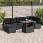 vidaXL Ensemble de salle à manger pour jardin 8 Pièces Noir et Marron
