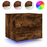 vidaXL Tables de chevet murales avec lumières LED 2 Pièces chêne fumé