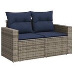 vidaXL Salon de jardin 7 Pièces avec coussins gris résine tressée