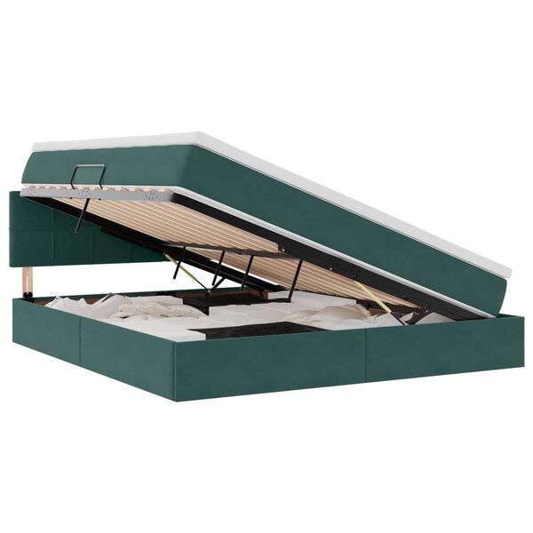 vidaXL Lit de Rangement Vert foncé 180 x 200 cm Velours