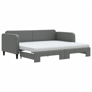 vidaXL Lit de jour avec gigogne et matelas gris foncé 90x190 cm tissu