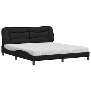vidaXL Lit avec matelas Hvar noir 180x200 cm similicuir