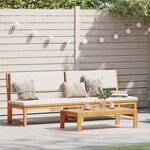 vidaXL Chaise longue 3-en-1 avec coussins crème en bois massif d'acacia