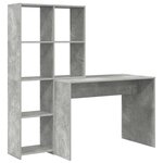 vidaXL Bureau Gris béton 138.5 x 55 x 143 cm Bois d'ingénierie