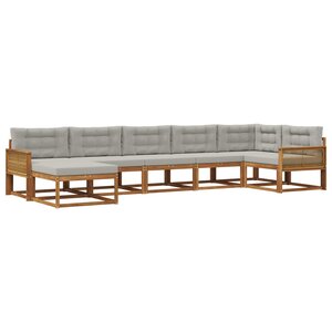 vidaXL Ensemble de canapés d'extérieur 7 pc Naturel et gris clair