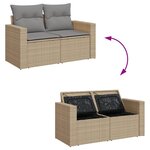 vidaXL Salon de jardin avec coussins 7Pièces mélange beige résine tressée