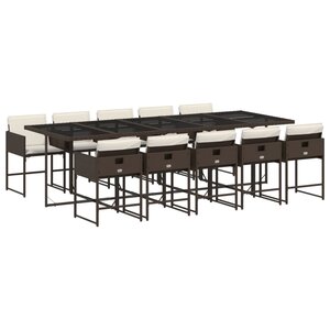 vidaXL Ensemble à manger de jardin et coussins 11 Pièces marron rotin