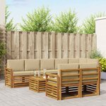 vidaXL Ensemble de canapés d'extérieur 9 pc Naturel et Beige Polyester