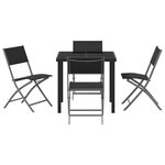 vidaXL Ensemble de Dîner de Jardin 5 Pièces - Textilène Noir et Acier