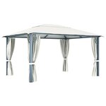 vidaXL Tonnelle avec rideau 400x300 cm Crème Aluminium