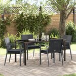 vidaXL Ensemble de salle à manger de jardin de 5 pièces avec coussins Noir Poly Rotin