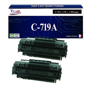 T3AZUR - Lot de 2 Toners compatibles avec Canon 719A pour Canon LBP-6650  LBP-6650DN  LBP-6670DN  LBP-6680X Noir - 2 300p