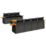vidaXL Salon de jardin 8 Pièces avec coussins noir résine tressée