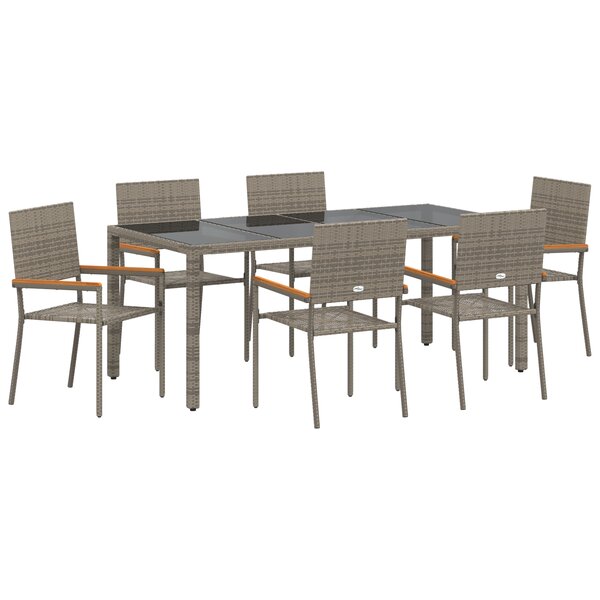 Ensemble de salle à manger de jardin 7 pièces vidaXL en poly rattan gris