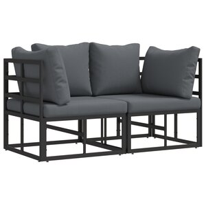 vidaXL Mobilier de jardin avec coussin 2 Pièces Noir Aluminium