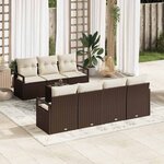 vidaXL Ensemble de canapé de jardin avec coussin 8 Pièces Marron  Crème