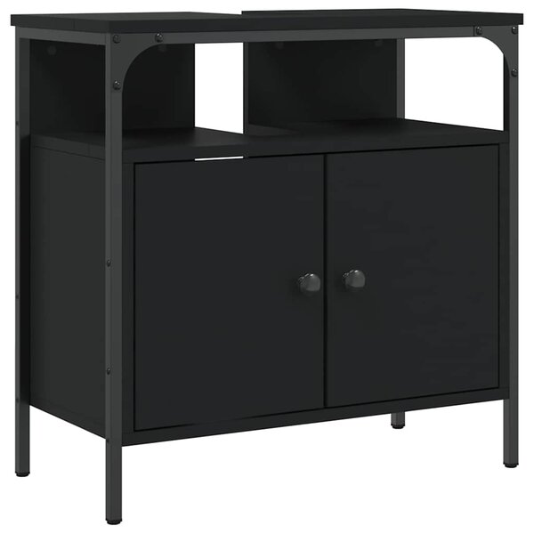 vidaXL Armoire lavabo de salle de bain noir 60x30x60 cm