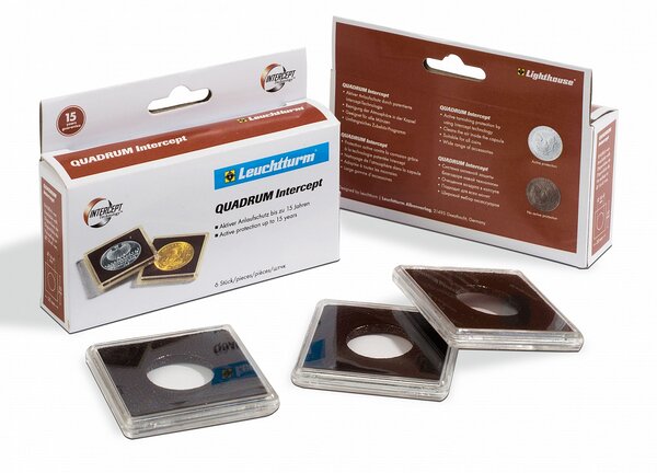 Paquet de 6 capsules leuchtturm quadrum intercept pour monnaies de 23 mm de diamètre (344148)