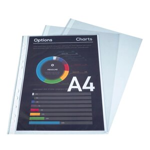 Sachet De 100 Pochetttes Perforées Polypropylène Premium Grainé 8/100e - A4 - Cristal - Exacompta