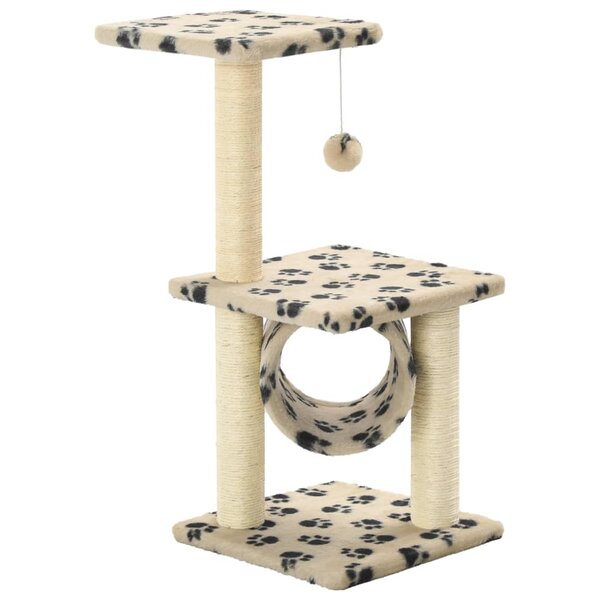 vidaXL Arbre à chat avec griffoirs en sisal 65 cm Beige Motif pattes