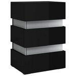 vidaXL Table de chevet à LED noir brillant 45x35x67 cm bois ingénierie