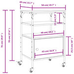 vidaXL Support d'imprimante à 3 niveaux chêne marron 50x40x76 cm
