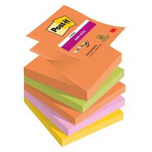 Z-notes couleurs boost super sticky post-it 76 x 76 mm - bloc de 90 feuilles - lot de 10